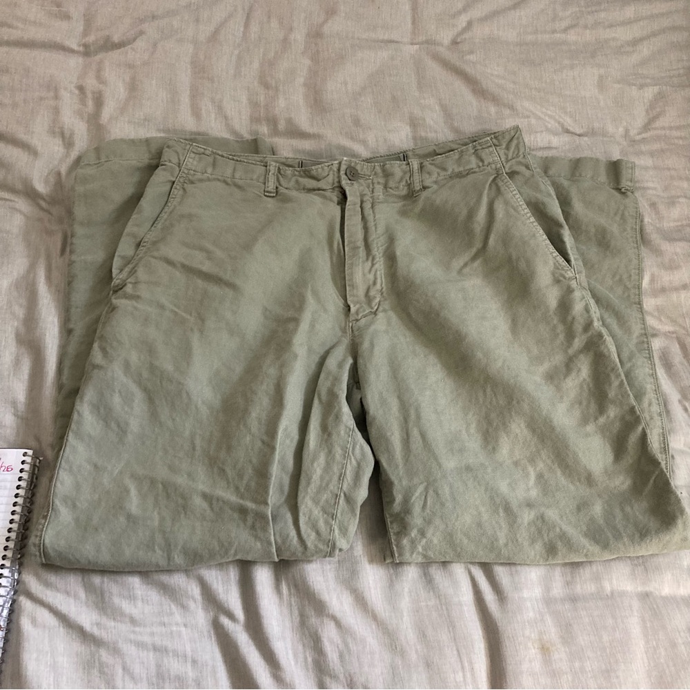 J. Crew Green Linen Blend Pants 33x30